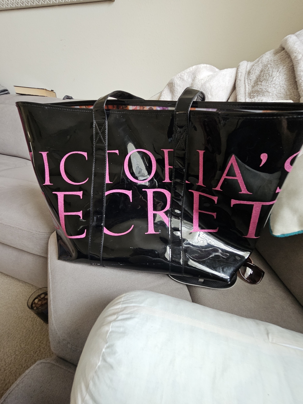 Victoria's Secret Black Patent Fashion Show Tote Bag